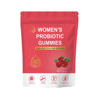 Women Probiotic Gummies, Feminine Balance Gummies, Cranberry Probiotics for Woman Vaginal Health, Yeast pH Balance | 60 Gummies